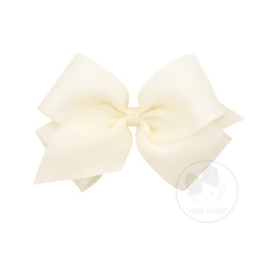 Wee Ones King Organza Overlay Grosgrain Bow - Antique White-WEE ONES-Little Giant Kidz