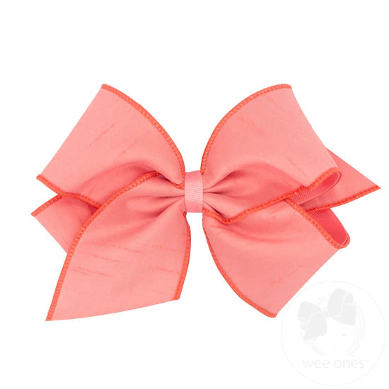 Wee Ones King Size Jewel-toned Dupioni Silk and Grosgrain Overlay Bow-WEE ONES-Little Giant Kidz