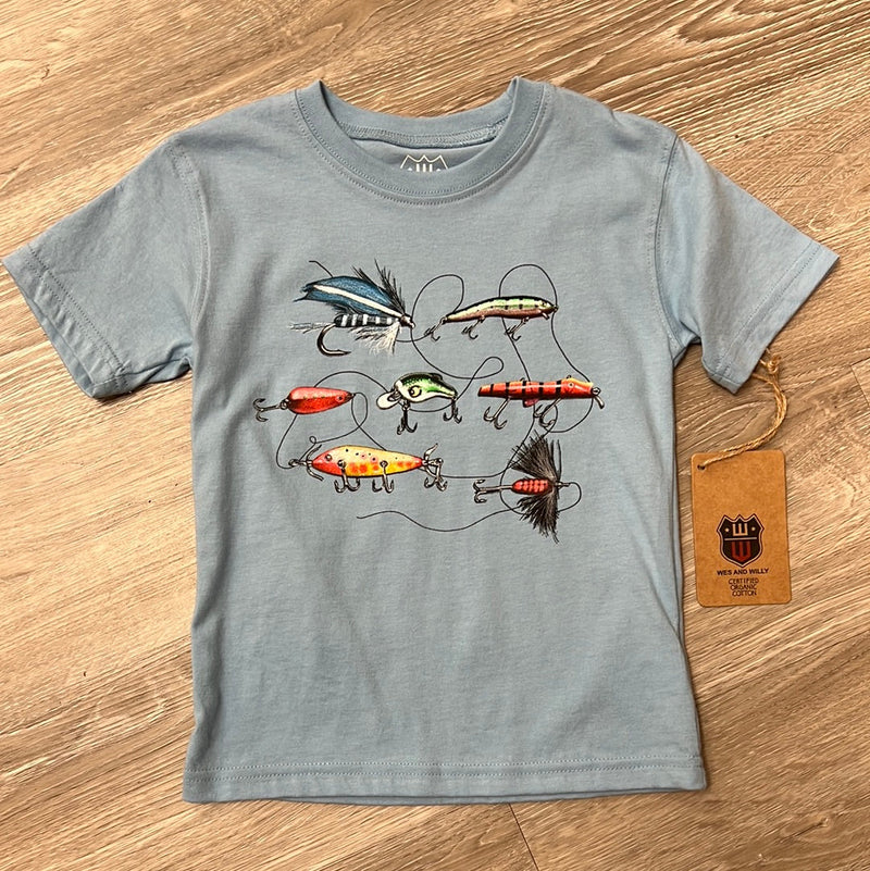 Wes & Willy Fishing Lures Short Sleeve Tee - North Carolina Blue-WES & WILLY-Little Giant Kidz