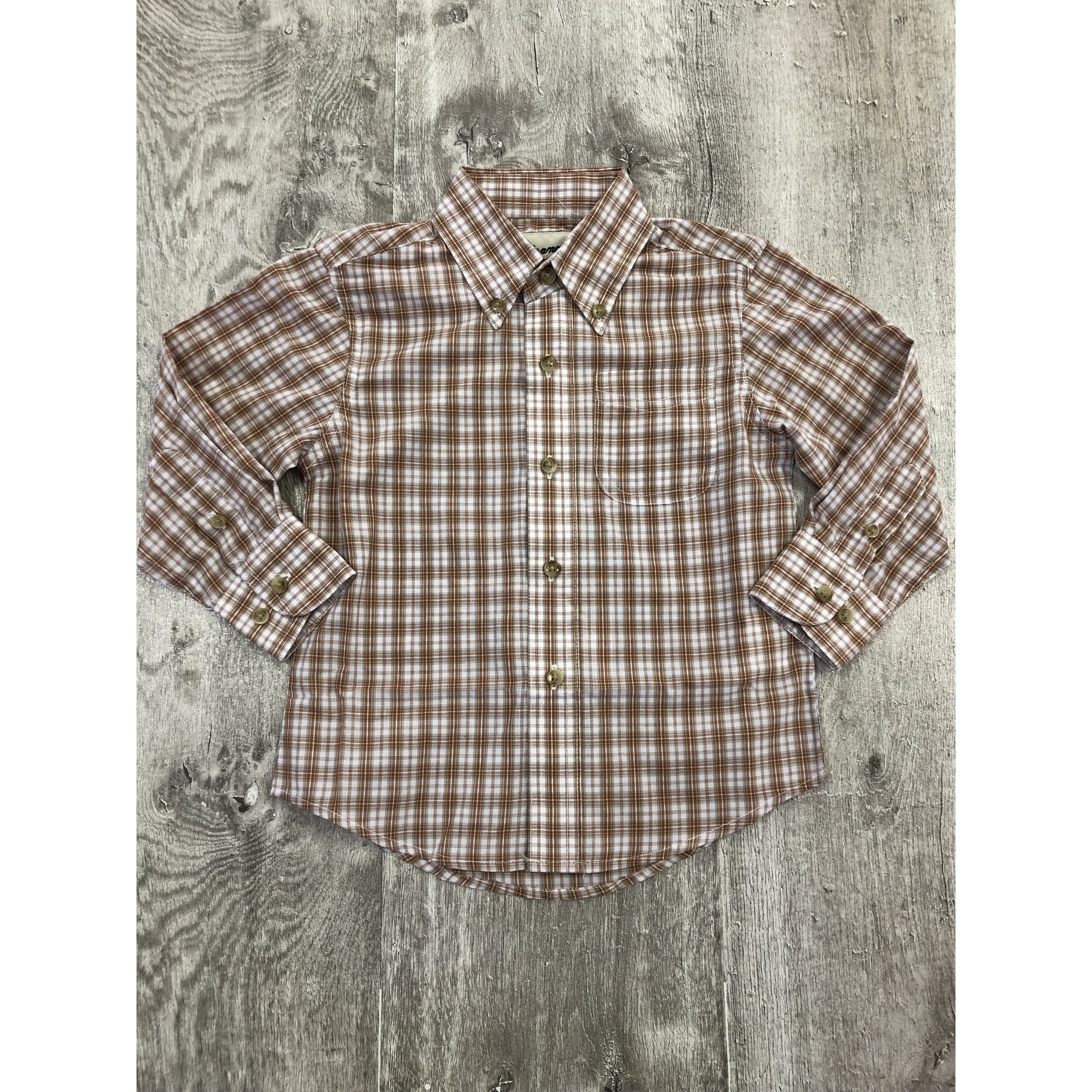 Wrangler Boy's Riata Long Sleeve Plaid Button Up Shirt - Brown-Wrangler-Little Giant Kidz