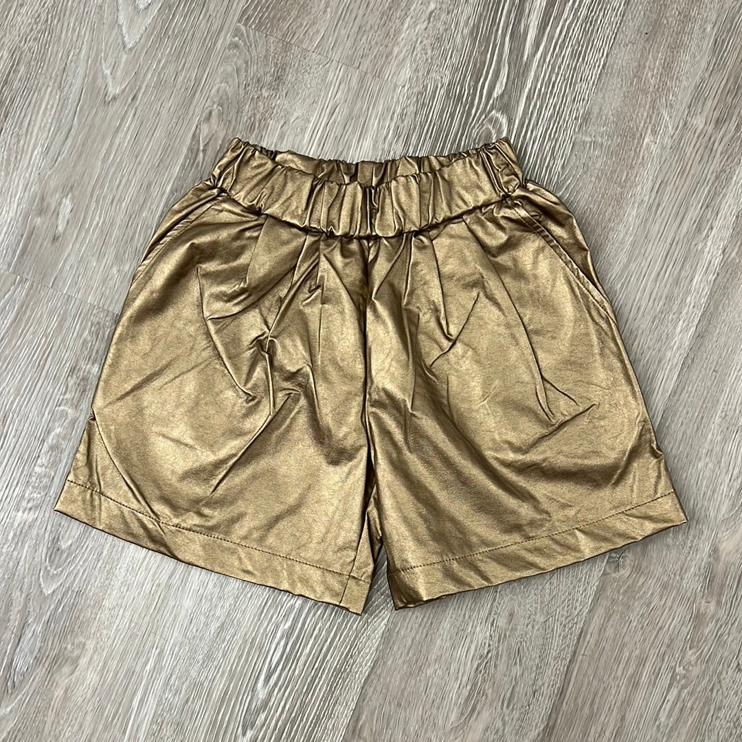 ZaZa Couture Gold Faux Leather Shorts-ZAZA COUTURE-Little Giant Kidz